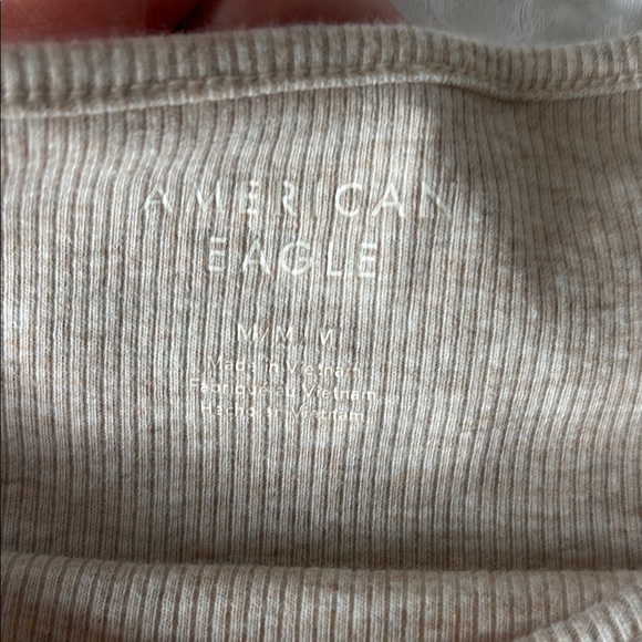 American Eagle Outfitters Beige Ribbed Tee - Picture 2 of 4